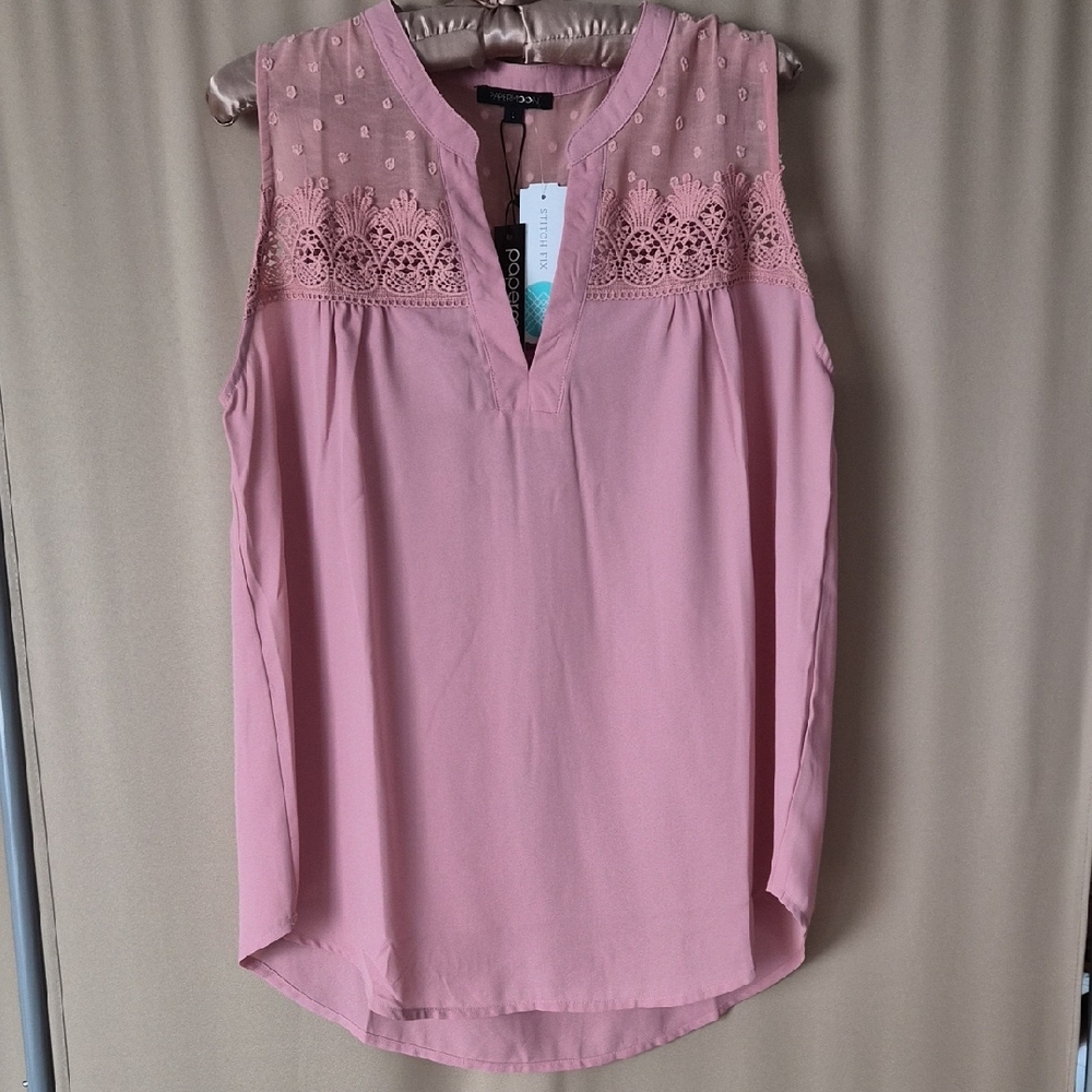 Papermoon Blush Pink Lace Detail Blouse